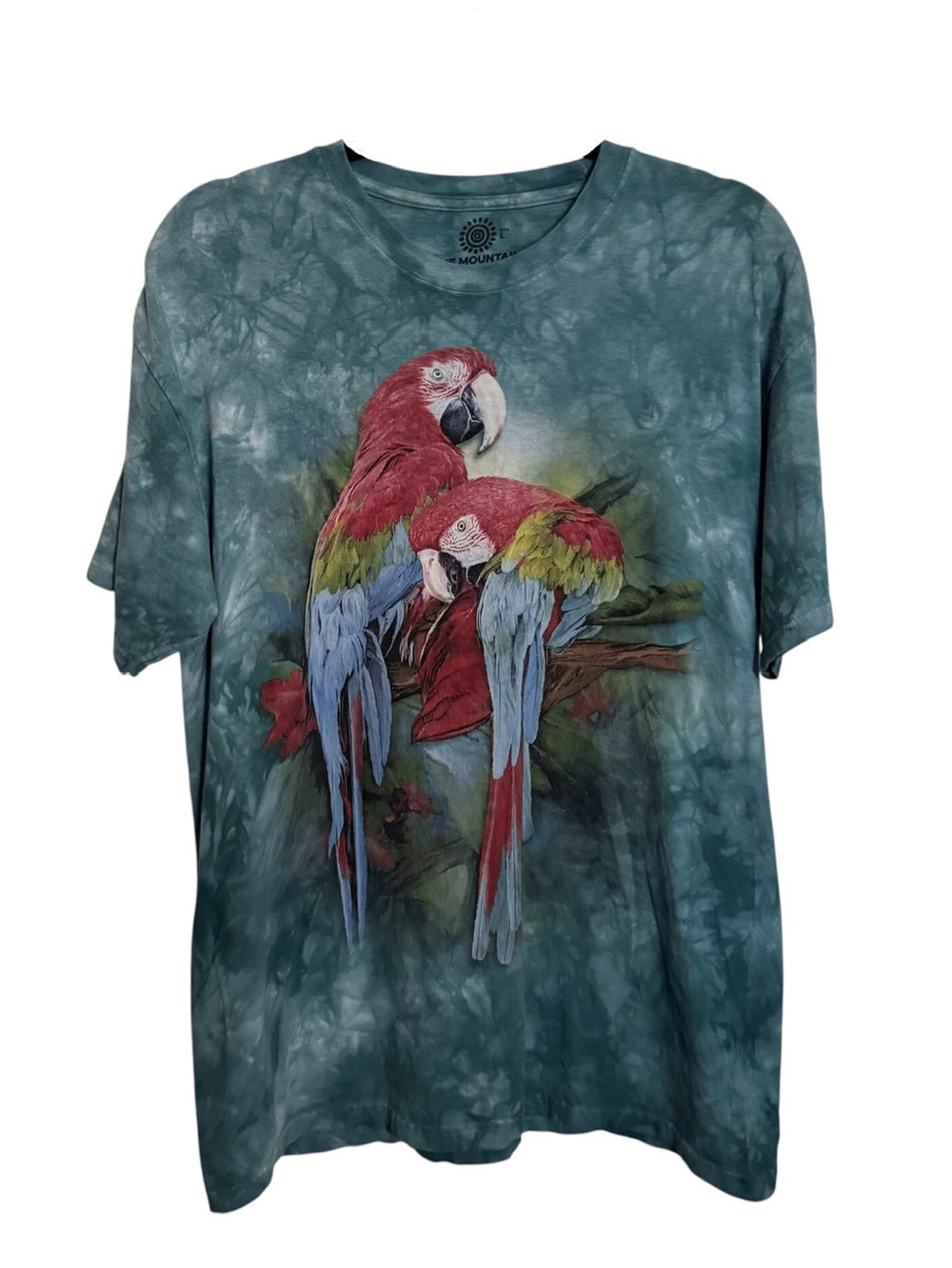 The Mountain Large Parrot Graphic Tee Unisex T-Shirt Birds Cotton Tie Dye Retro